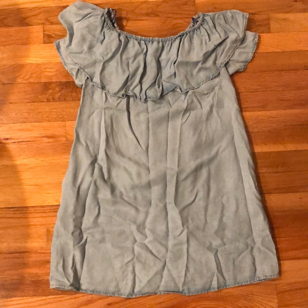 Zara off the shoulder lt. denim dress